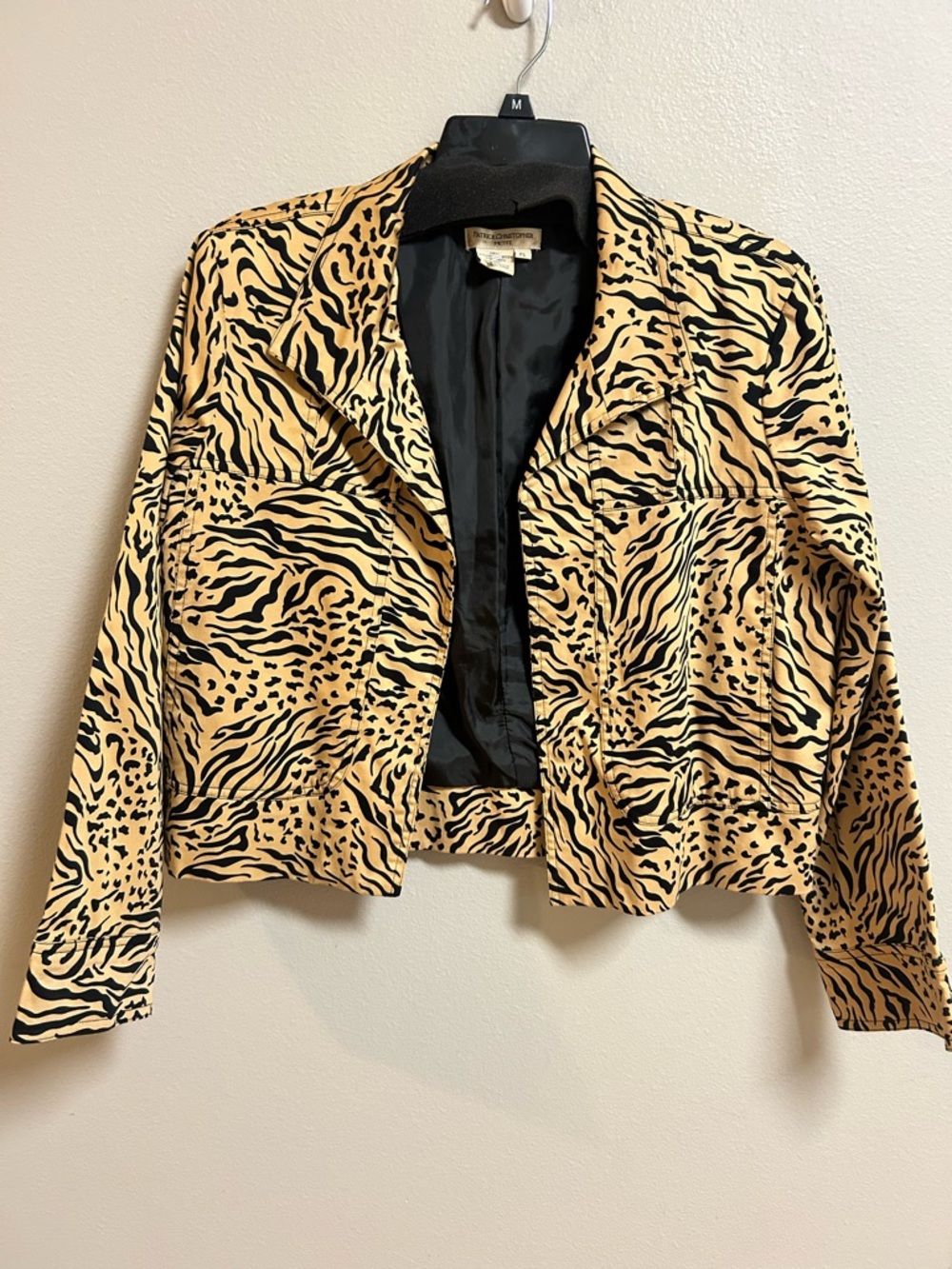 Vintage Patrick Christopher Petite Leopard Print Jacket Cropped Sleeve Blazer PL
